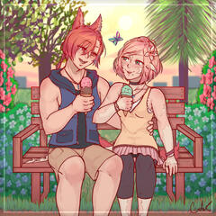 Modern AU WoL/G'raha Ice Cream Date